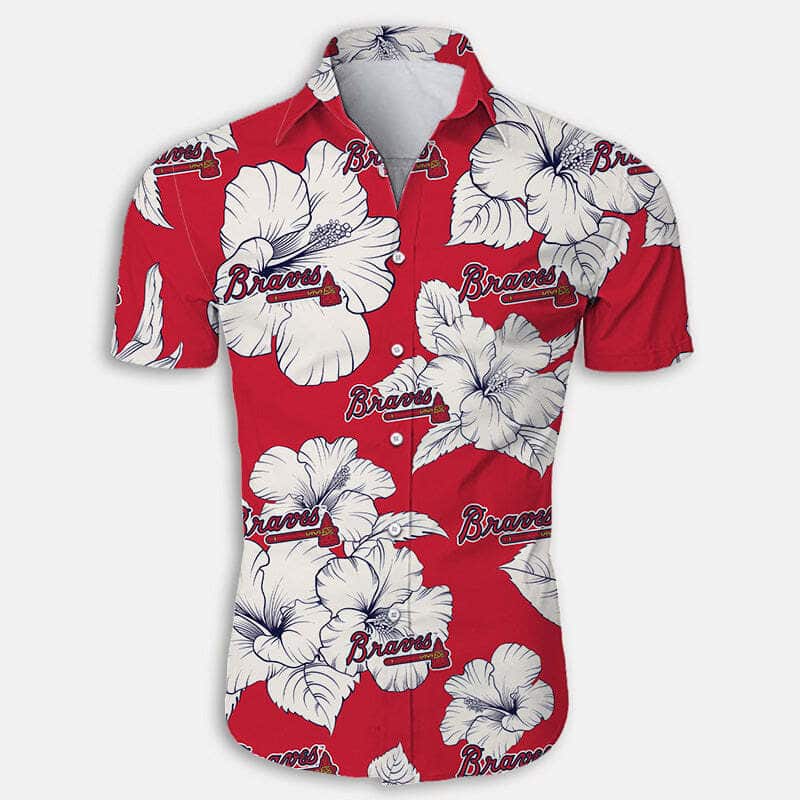 Atlanta Braves Hawaiian Shirt Red Aloha Hibiscus Flower Pattern Atlanta Braves Hawaiian Shirt Red Aloha Hibiscus Flower Pattern