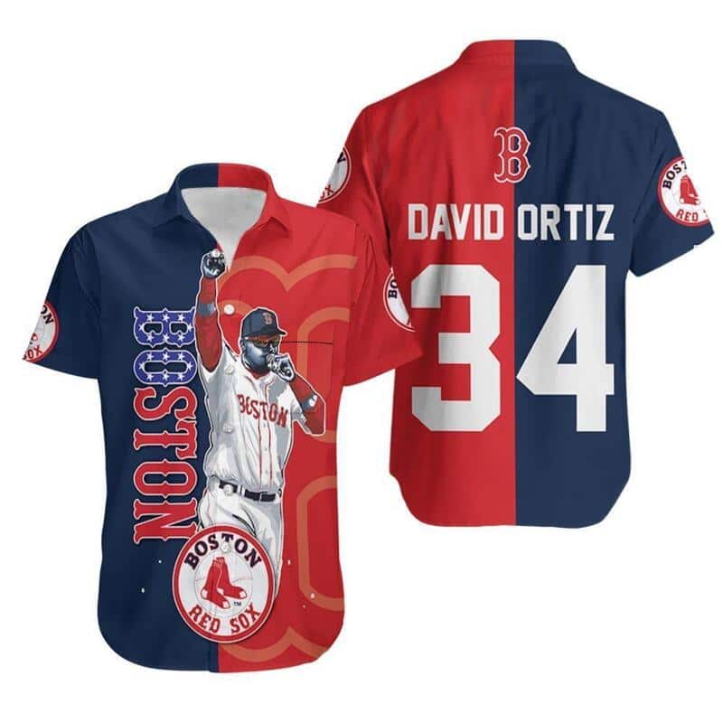 MLB David Ortiz 34 Boston Red Sox Hawaiian Shirt Gift For Baseball Fans MLB David Ortiz 34 Boston Red Sox Hawaiian Shirt Gift For Baseball Fans