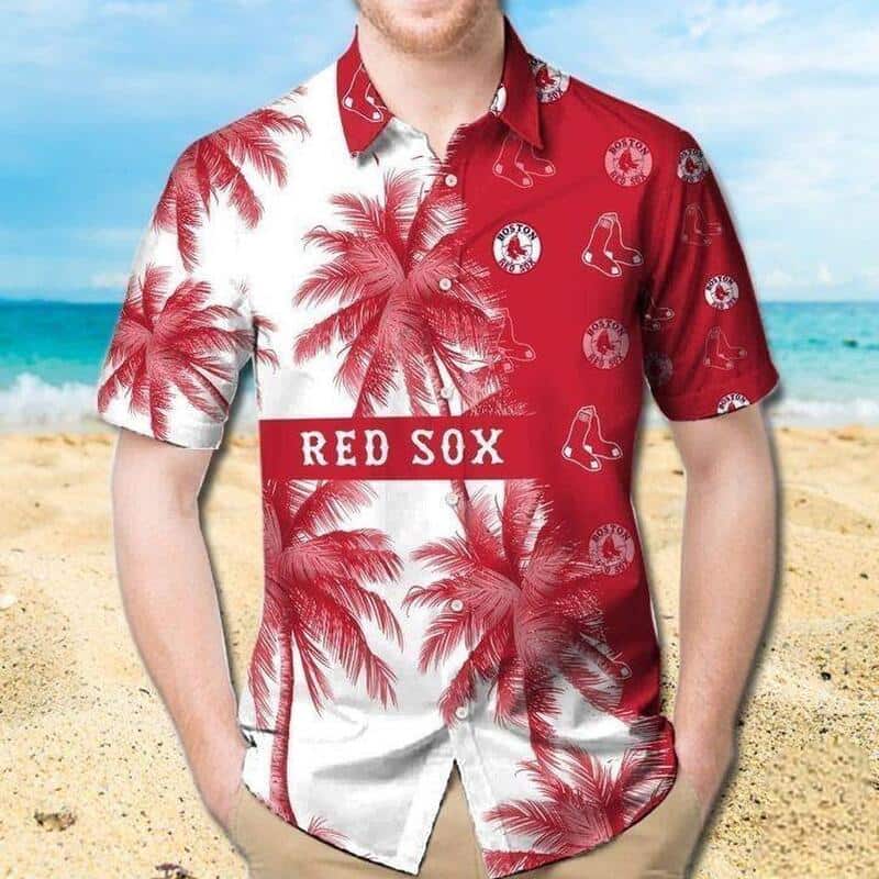 Boston Red Sox Hawaiian Shirt Palm Tree Summer Holiday Gift