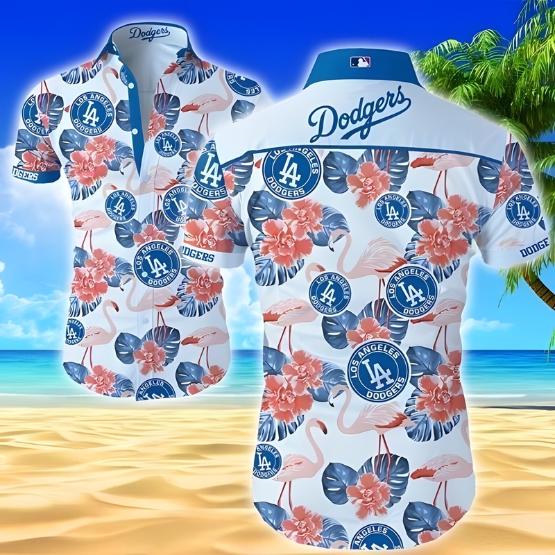 Los Angeles Dodgers Hawaiian Shirt Flamingo Tropical Flowers Beach Lovers Gift Los Angeles Dodgers Hawaiian Shirt Flamingo Tropical Flowers Beach Lovers Gift