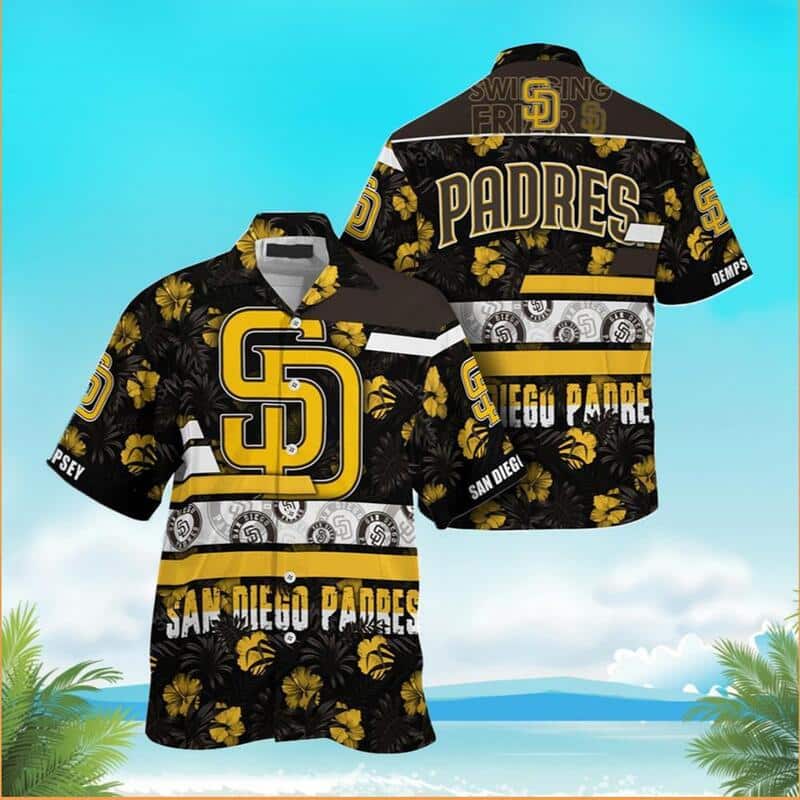 MLB San Diego Padres Hawaiian Shirt Hibiscus Flower Pattern MLB San Diego Padres Hawaiian Shirt Hibiscus Flower Pattern