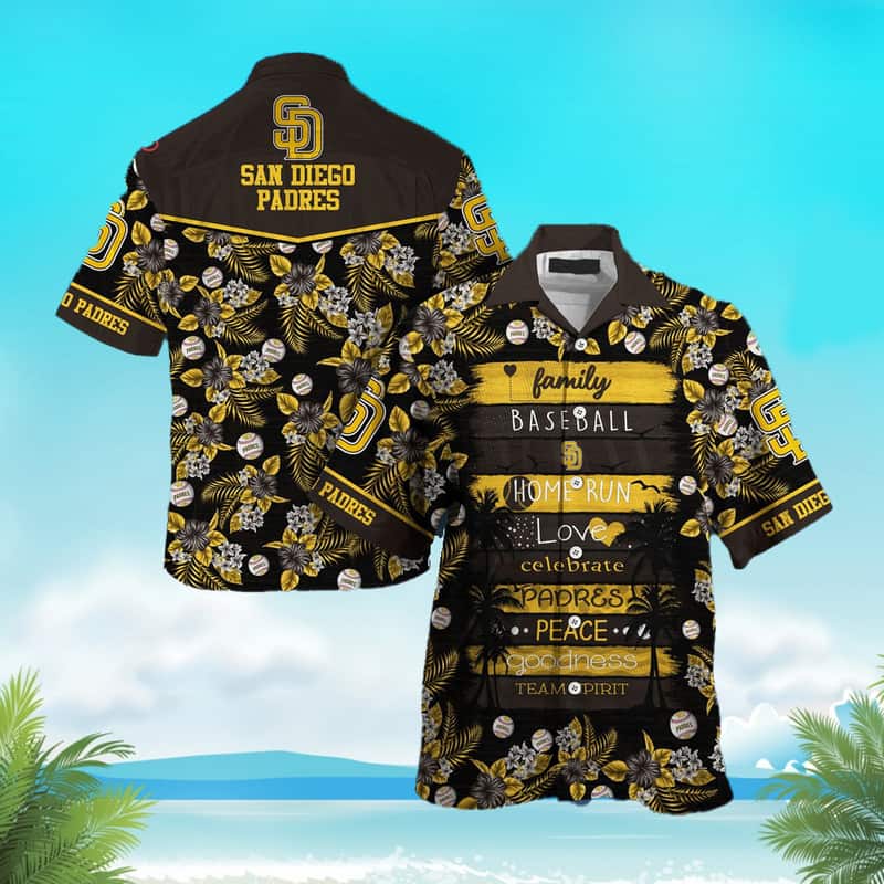 MLB San Diego Padres Hawaiian Shirt Tropical Flower Pattern MLB San Diego Padres Hawaiian Shirt Tropical Flower Pattern