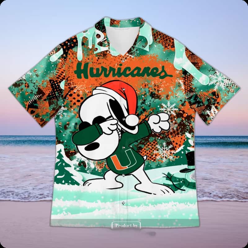 Miami Hurricanes Hawaiian Shirt Snoopy Dabbing Practical Beach Gift Miami Hurricanes Hawaiian Shirt Snoopy Dabbing Practical Beach Gift