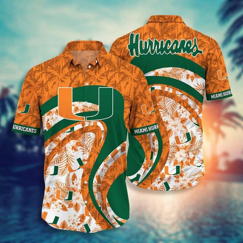 Miami Hurricanes Hawaiian Shirt Tropical Flower Pattern Gift For Football Fans Miami Hurricanes Hawaiian Shirt Tropical Flower Pattern Gift For Football Fans
