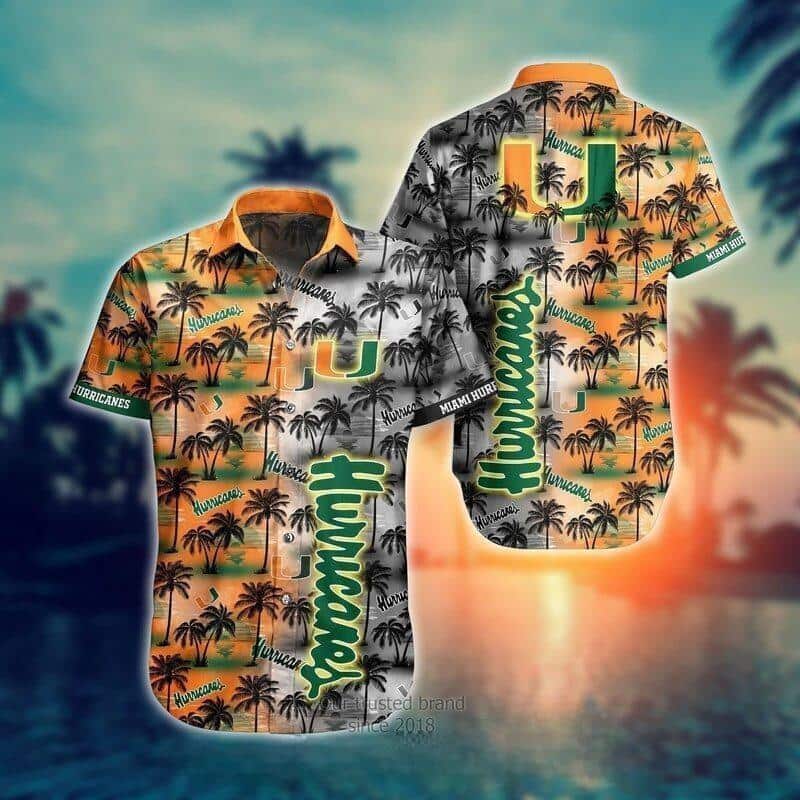 NCAA Miami Hurricanes Hawaiian Shirt Coconut Tree Pattern NCAA Miami Hurricanes Hawaiian Shirt Coconut Tree Pattern
