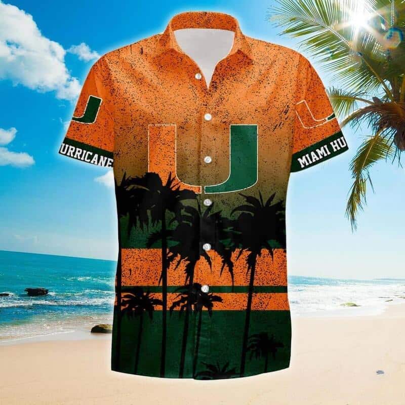 NCAA Miami Hurricanes Hawaiian Shirt Coconut Tree Pattern Trendy Summer Gift NCAA Miami Hurricanes Hawaiian Shirt Coconut Tree Pattern Trendy Summer Gift