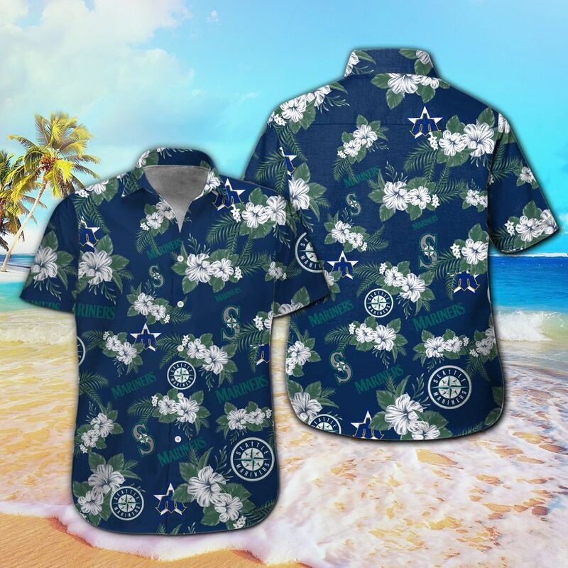 Seattle Mariners Hawaiian Shirt Tropical Flower Pattern All Over Print Seattle Mariners Hawaiian Shirt Tropical Flower Pattern All Over Print