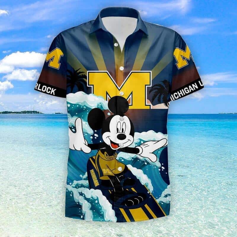 Cool Disney Mickey Mouse Michigan Wolverines Hawaiian Shirt Cool Disney Mickey Mouse Michigan Wolverines Hawaiian Shirt
