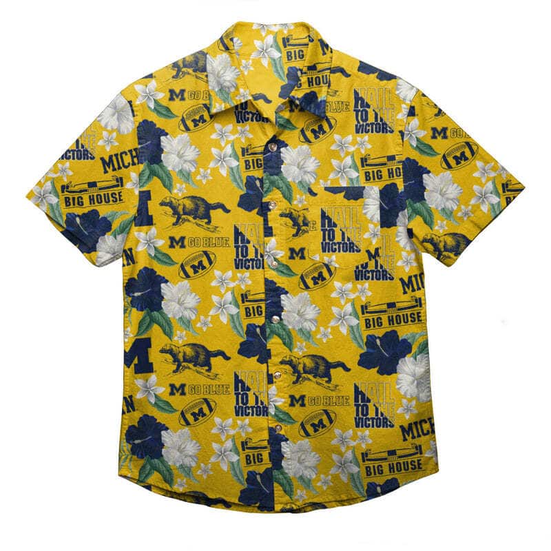NCAA Michigan Wolverines Hawaiian Shirt Summer Vacation Gift NCAA Michigan Wolverines Hawaiian Shirt Summer Vacation Gift