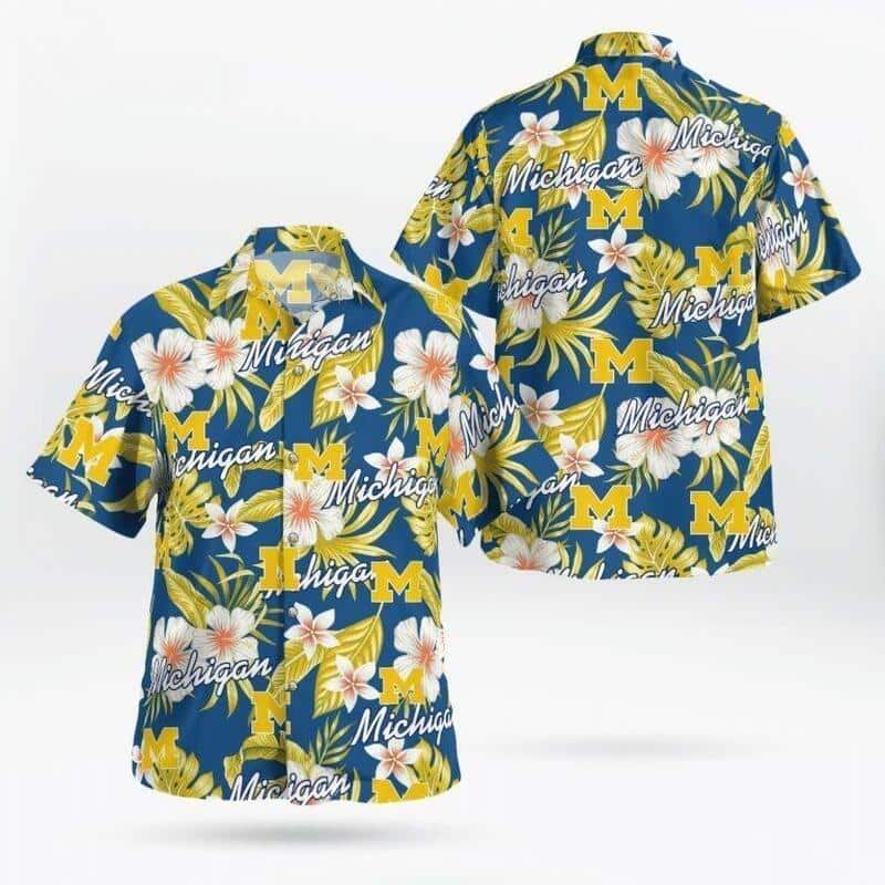 Michigan Wolverines Hawaiian Shirt Beach Gift For Him Michigan Wolverines Hawaiian Shirt Beach Gift For Him