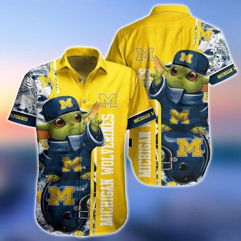 Baby Yoda Star Wars Michigan Wolverines Hawaiian Shirt Baby Yoda Star Wars Michigan Wolverines Hawaiian Shirt