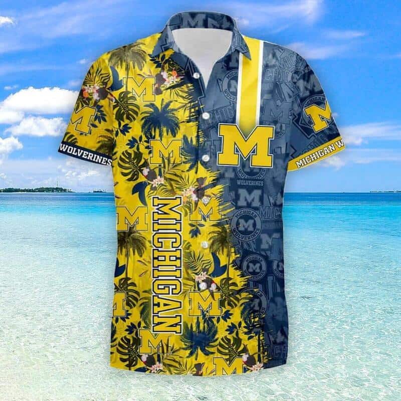 NCAA Michigan Wolverines Hawaiian Shirt Beach Gift For Dad NCAA Michigan Wolverines Hawaiian Shirt Beach Gift For Dad