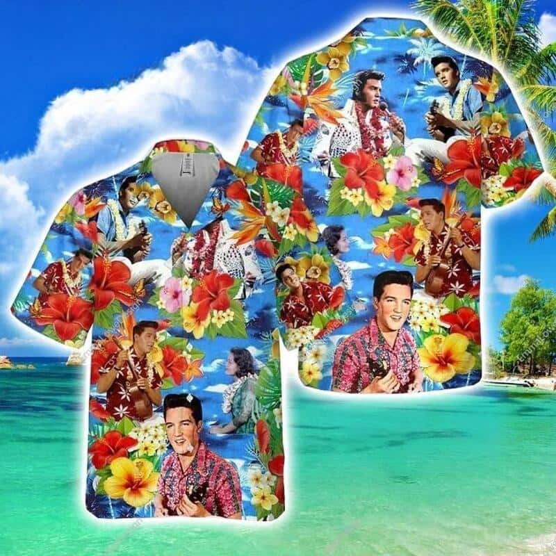 Elvis Presley Hawaiian Shirt Tropical Flower Pattern Rock Music Gift Elvis Presley Hawaiian Shirt Tropical Flower Pattern Rock Music Gift