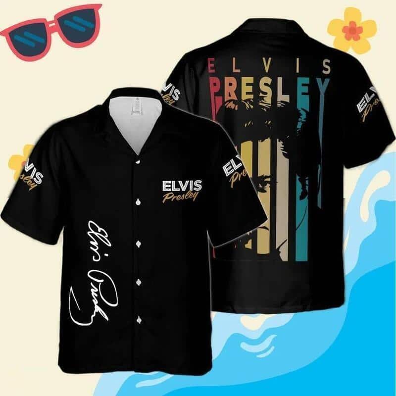 Black Aloha The King Elvis Presley Hawaiian Shirt Gift For Rock Lovers Black Aloha The King Elvis Presley Hawaiian Shirt Gift For Rock Lovers