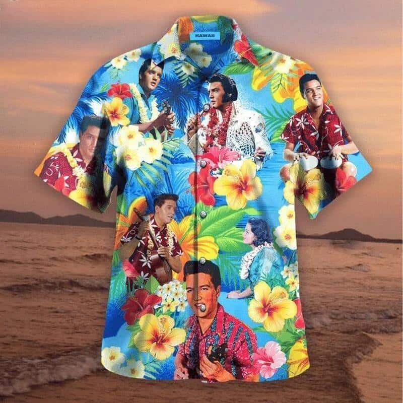 The King Elvis Presley Hawaiian Shirt Hibiscus Flowers Pattern The King Elvis Presley Hawaiian Shirt Hibiscus Flowers Pattern