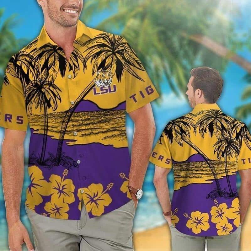 LSU Tigers Hawaiian Shirt Father's Day Gift For Beach Lovers LSU Tigers Hawaiian Shirt Father's Day Gift For Beach Lovers