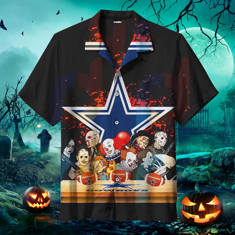Horror Halloween Characters NFL Dallas Cowboys Hawaiian Shirt Horror Halloween Characters NFL Dallas Cowboys Hawaiian Shirt