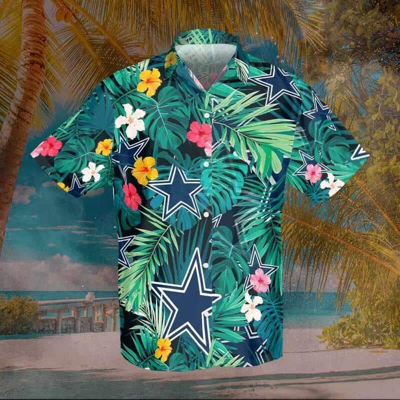 Dallas Cowboys Hawaiian Shirt Tropical Palm Leaves All Over Print Dallas Cowboys Hawaiian Shirt Tropical Palm Leaves All Over Print