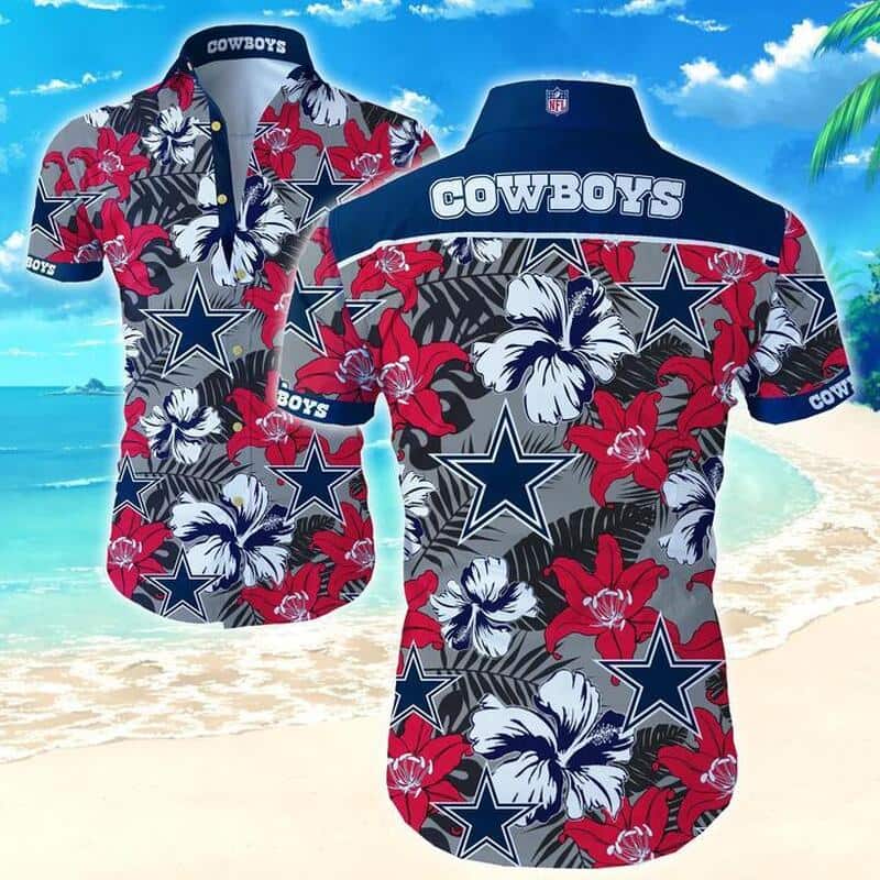 Dallas Cowboys Hawaiian Shirt Tropical Flower Pattern Beach Gift Dallas Cowboys Hawaiian Shirt Tropical Flower Pattern Beach Gift