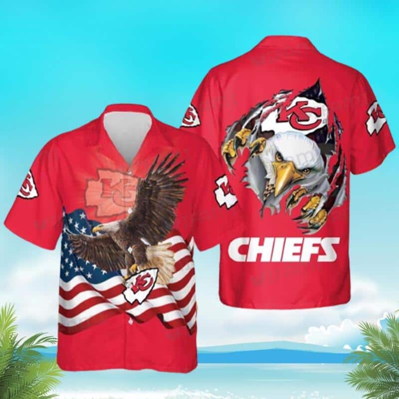 Kansas City Chiefs Hawaiian Shirt Eagles Usa Flag Independence Day 4th Of July Kansas City Chiefs Hawaiian Shirt Eagles Usa Flag Independence Day 4th Of July