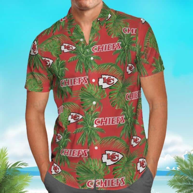 Kansas City Chiefs Hawaiian Shirt Tropical Green Leaves All Over Print Kansas City Chiefs Hawaiian Shirt Tropical Green Leaves All Over Print