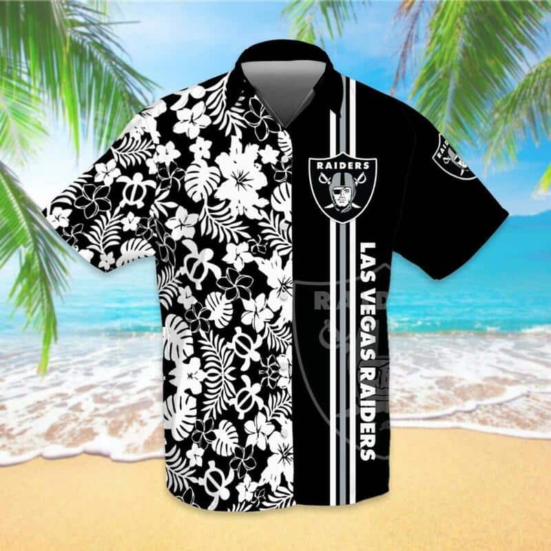 Las Vegas Raiders Hawaiian Shirt Tropical Turtle Pattern Beach Lovers Gift Las Vegas Raiders Hawaiian Shirt Tropical Turtle Pattern Beach Lovers Gift