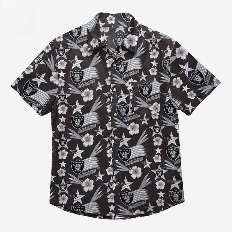 Las Vegas Raiders Hawaiian Shirt Tropical Flower Pattern Las Vegas Raiders Hawaiian Shirt Tropical Flower Pattern