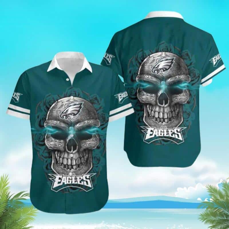 Sugar Skull NFL Philadelphia Eagles Hawaiian Shirt Sugar Skull NFL Philadelphia Eagles Hawaiian Shirt