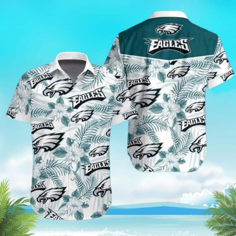 NFL Philadelphia Eagles Hawaiian Shirt Hibiscus Flower Pattern NFL Philadelphia Eagles Hawaiian Shirt Hibiscus Flower Pattern