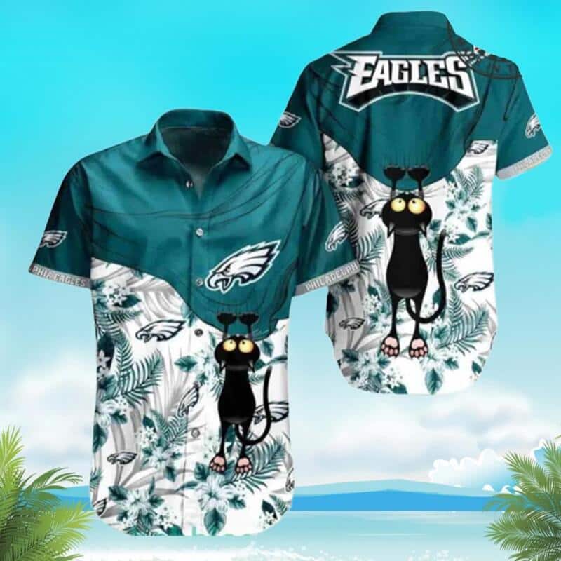 Cool Black Cat NFL Philadelphia Eagles Hawaiian Shirt Cool Black Cat NFL Philadelphia Eagles Hawaiian Shirt