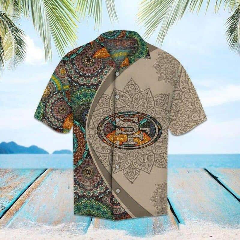 NFL San Francisco 49ers Hawaiian Shirt Mandala Pattern NFL San Francisco 49ers Hawaiian Shirt Mandala Pattern