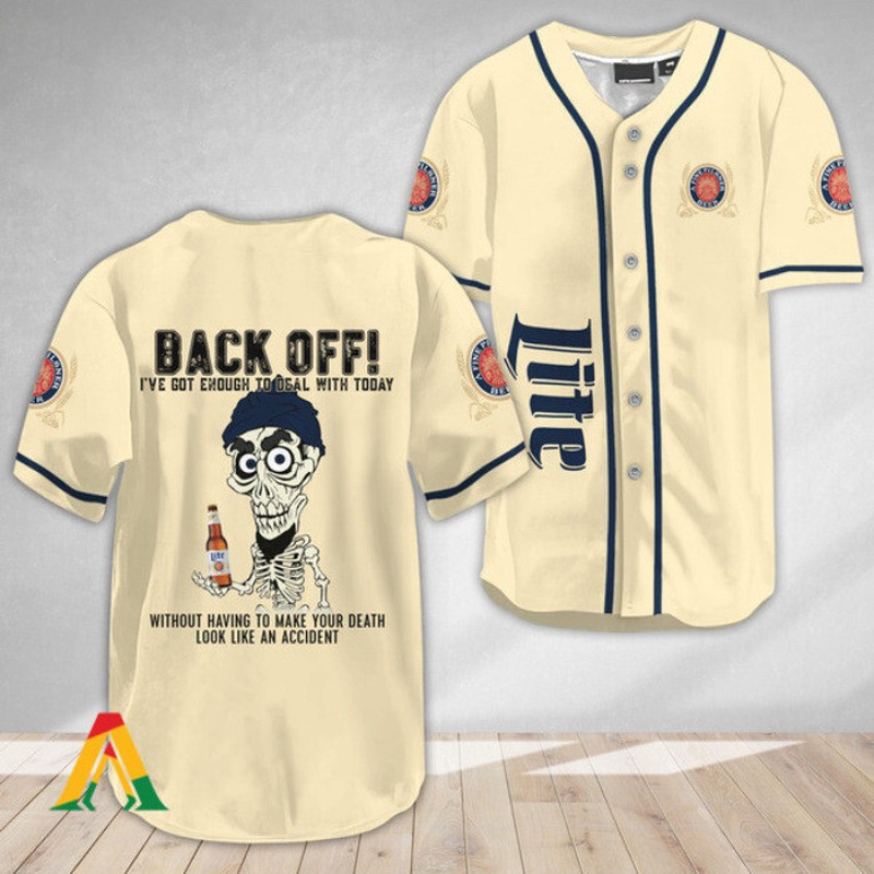 Funny Achmed Back Off Miller Lite Beer Baseball Jersey Funny Achmed Back Off Miller Lite Beer Baseball Jersey