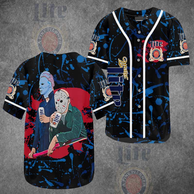Miller Lite Baseball Jersey Jason Voorhees And Michael Myers Miller Lite Baseball Jersey Jason Voorhees And Michael Myers