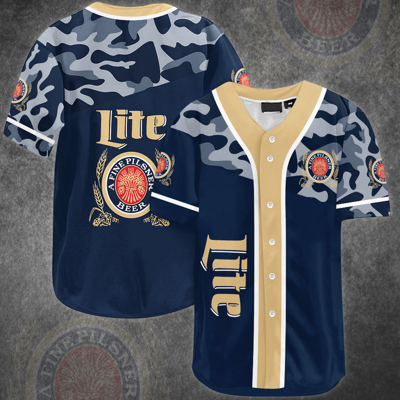 Classic Camouflage Miller Lite Baseball Jersey Baseball Fans Gift Classic Camouflage Miller Lite Baseball Jersey Baseball Fans Gift