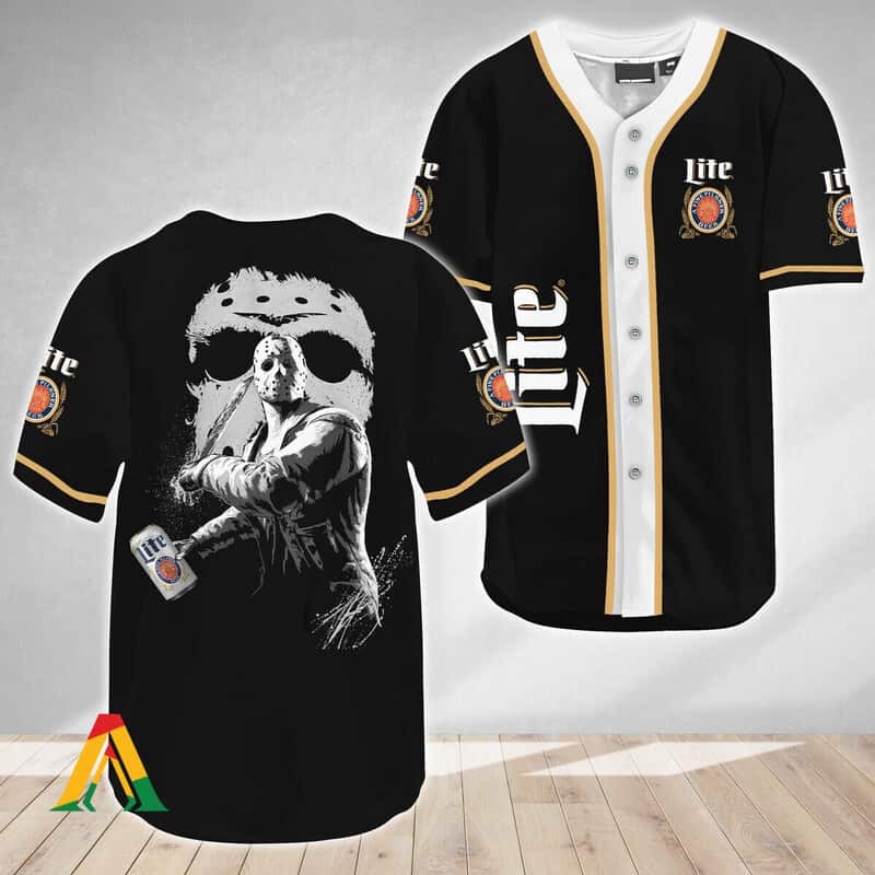 Miller Lite Beer Baseball Jersey Jason Voorhees Friday The 13th Miller Lite Beer Baseball Jersey Jason Voorhees Friday The 13th