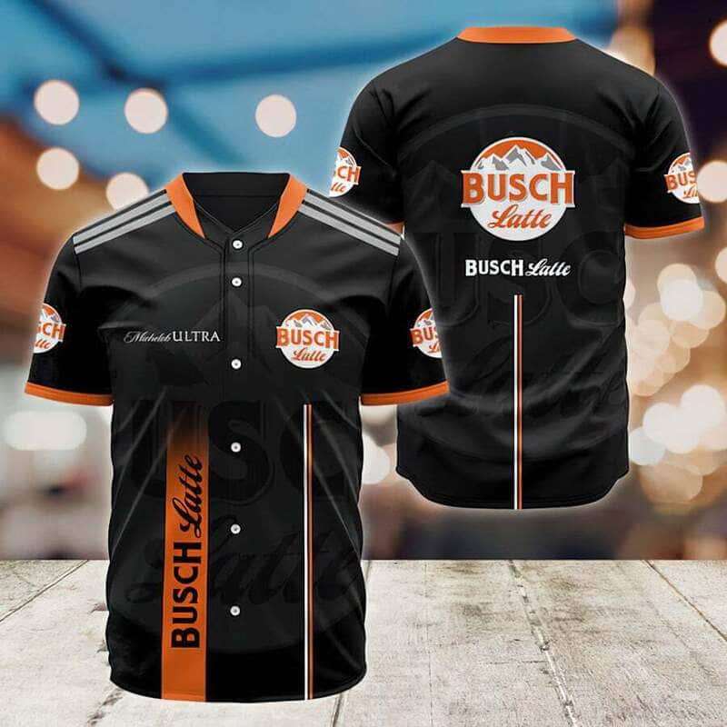 Black Busch Latte Baseball Jersey Gift For Beer Lovers Black Busch Latte Baseball Jersey Gift For Beer Lovers