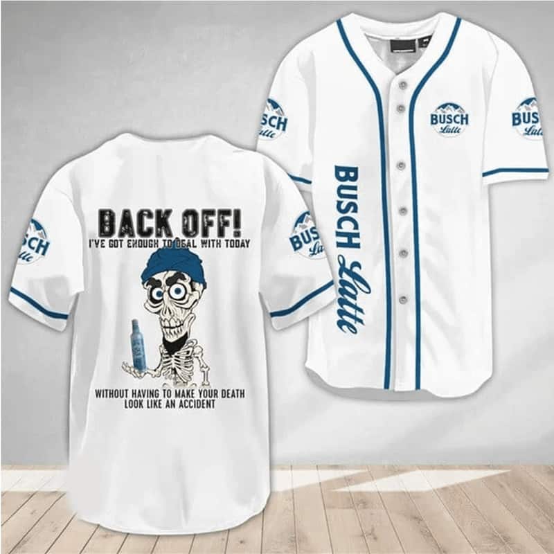 Achmed Back Off With Busch Latte Baseball Jersey Gift For Beer Lovers Achmed Back Off With Busch Latte Baseball Jersey Gift For Beer Lovers