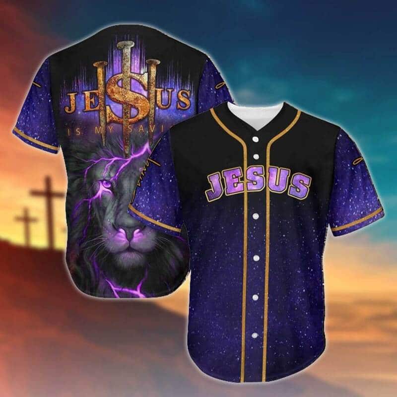 Jesus Baseball Jersey Lion Galaxy Pattern All Over Print Jesus Baseball Jersey Lion Galaxy Pattern All Over Print