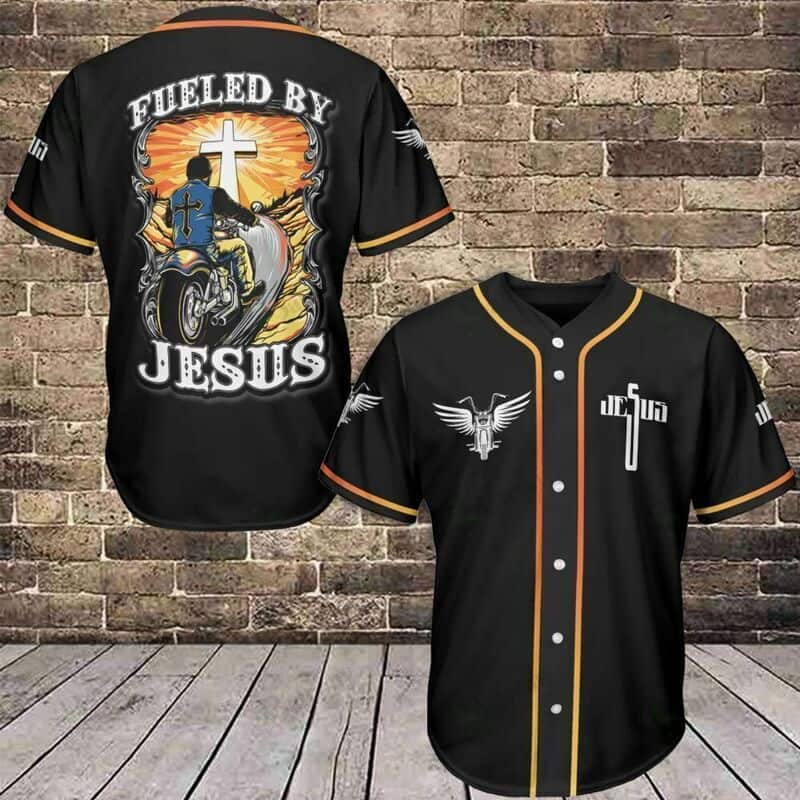 Black Fueled By Jesus Baseball Jersey Christian Gift For Men Black Fueled By Jesus Baseball Jersey Christian Gift For Men