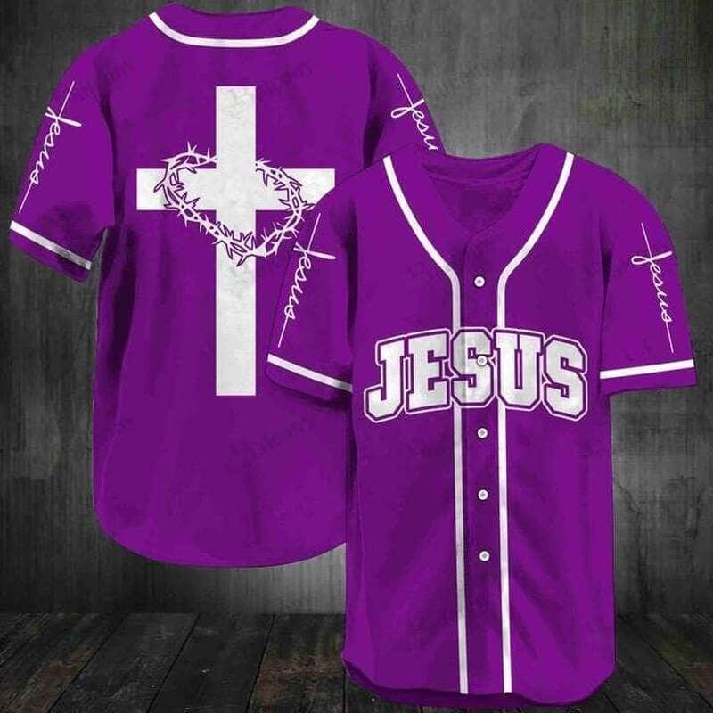 Jesus Purple Baseball Jersey Christian Gift For Dad Jesus Purple Baseball Jersey Christian Gift For Dad