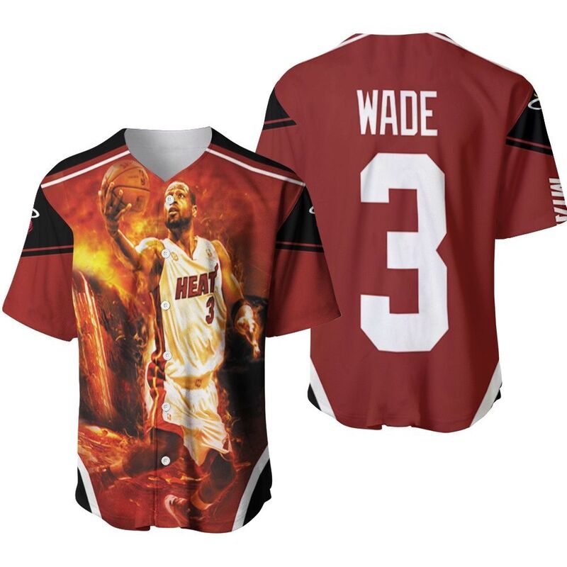 Dwyane Wade 3 NBA Miami Heat Score Fire Background Legend Baseball Jersey Dwyane Wade 3 NBA Miami Heat Score Fire Background Legend Baseball Jersey