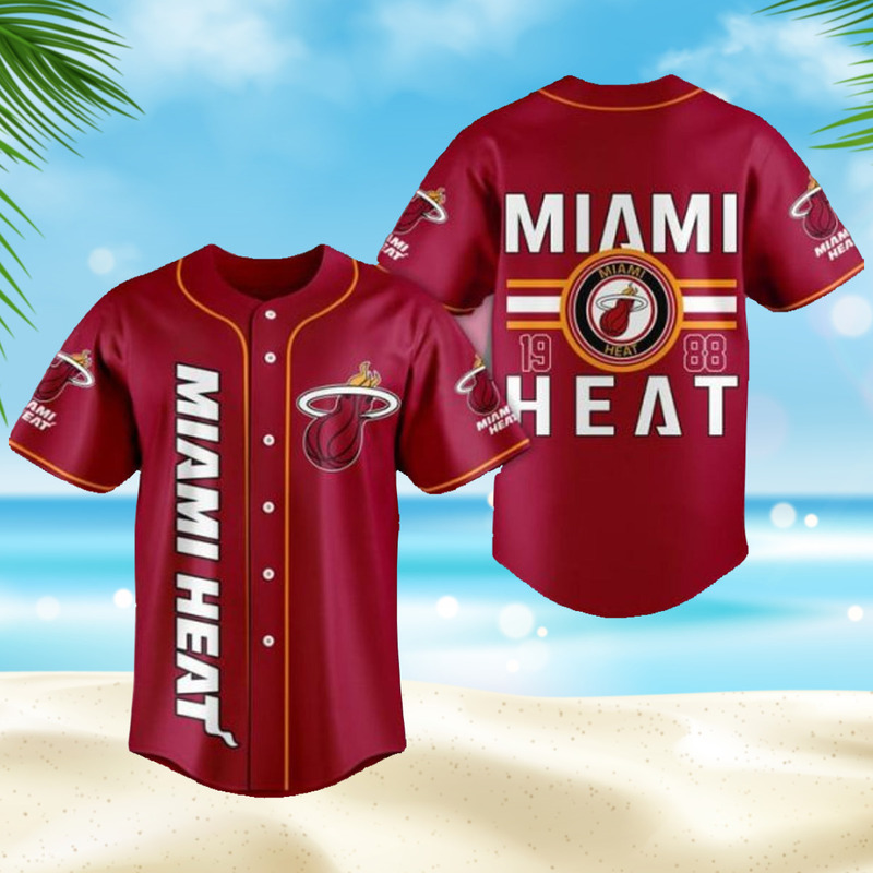 Red NBA Miami Heat Baseball Jersey Gift For Best Friend Red NBA Miami Heat Baseball Jersey Gift For Best Friend