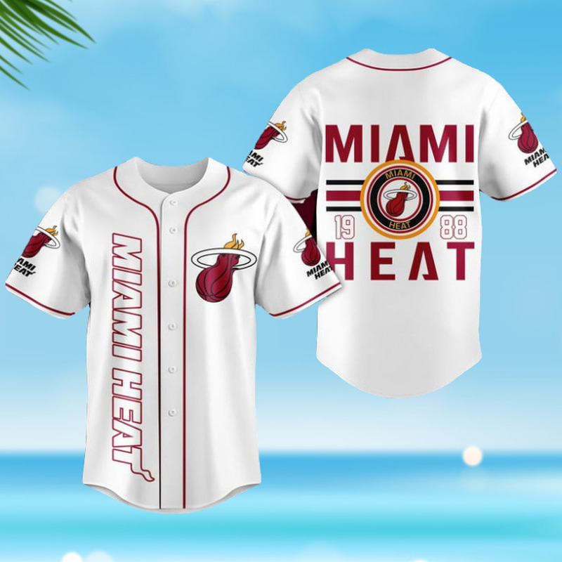 NBA Miami Heat 1988 White Baseball Jersey Sports Gift For Best Friend NBA Miami Heat 1988 White Baseball Jersey Sports Gift For Best Friend