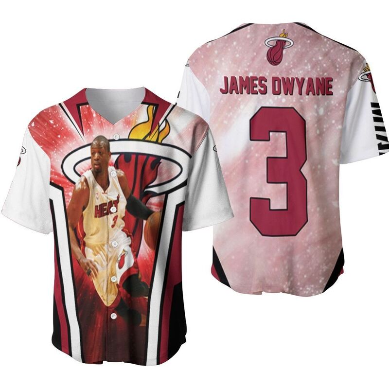 NBA Miami Heat James Dwyane 3 Baseball Jersey NBA Miami Heat James Dwyane 3 Baseball Jersey