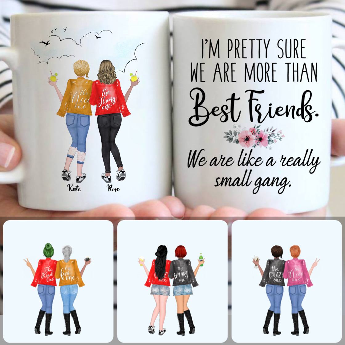 Personalized Mug, Perfect Birthday Gifts, 2 Girls - Best Friends Customized Coffee Mug With Names