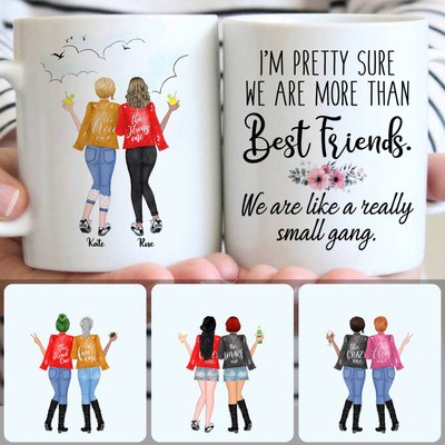 2 Girls - Best Friends Customized Coffee Mug With Names, Personalized Mug, Perfect Birthday Gifts