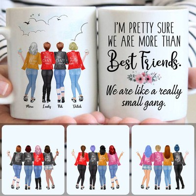 4 Girls - Best Friends Customized Coffee Mug With Names, Personalized Mug, Unique Birthday Gifts