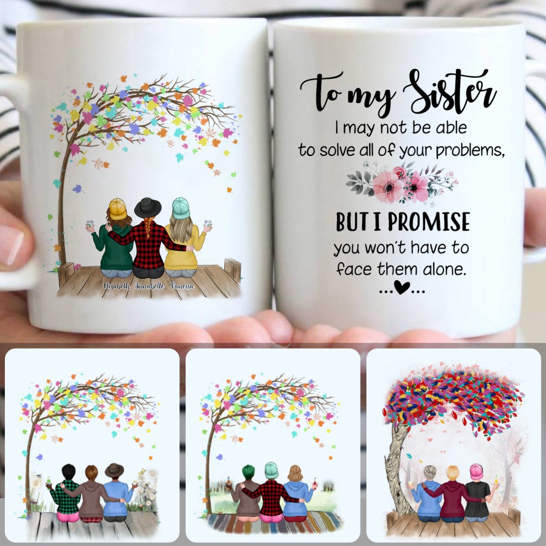 Personalized Mug, Special Birthday Gifts, 3 Sisters Customized Coffee Mug With Names