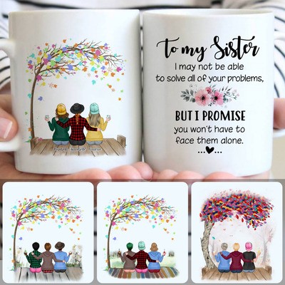 3 Sisters Customized Coffee Mug With Names, Personalized Mug, Special Birthday Gifts