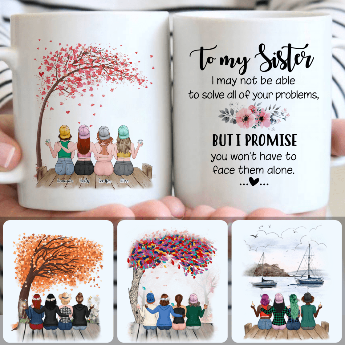 Personalized Mug, Meaningful Birthday Gifts, 4 Sisters Customized Coffee Mug With Names